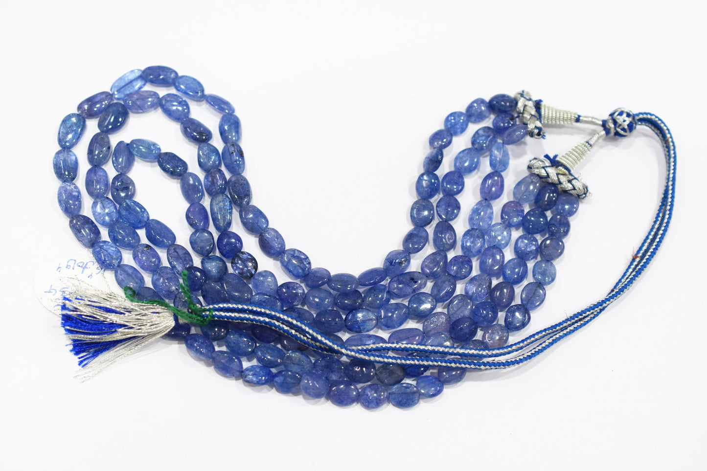 3 Lines Tanzanite Smooth Nuggets Shape Necklace , 3 Line Necklace 16 - 19 Inches Long With Adjustable Tussle , 7x8 - 8x13 mm , 20205