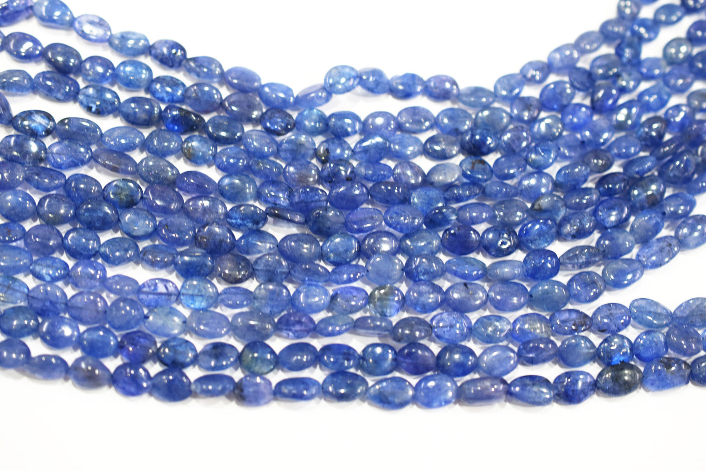 3 Lines Tanzanite Smooth Nuggets Shape Necklace , 3 Line Necklace 16 - 19 Inches Long With Adjustable Tussle , 7x8.5 - 7x12.5 mm , 20206