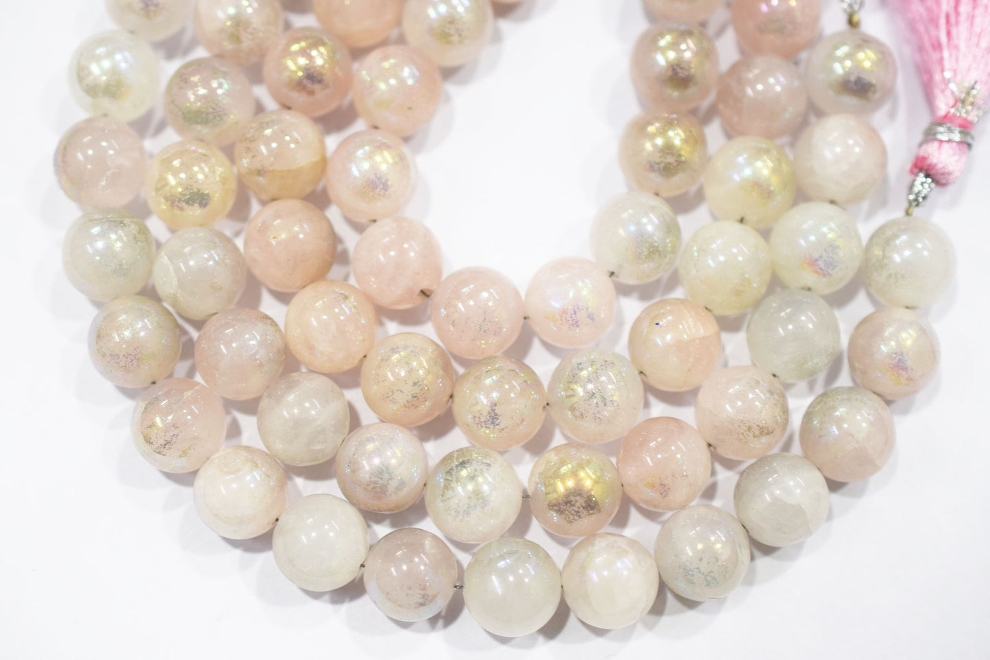 Mystic Metallic Coated Rose Quartz smooth Beads , Sold By Strand , 11 - 11.50 mm , 7" , 20369
