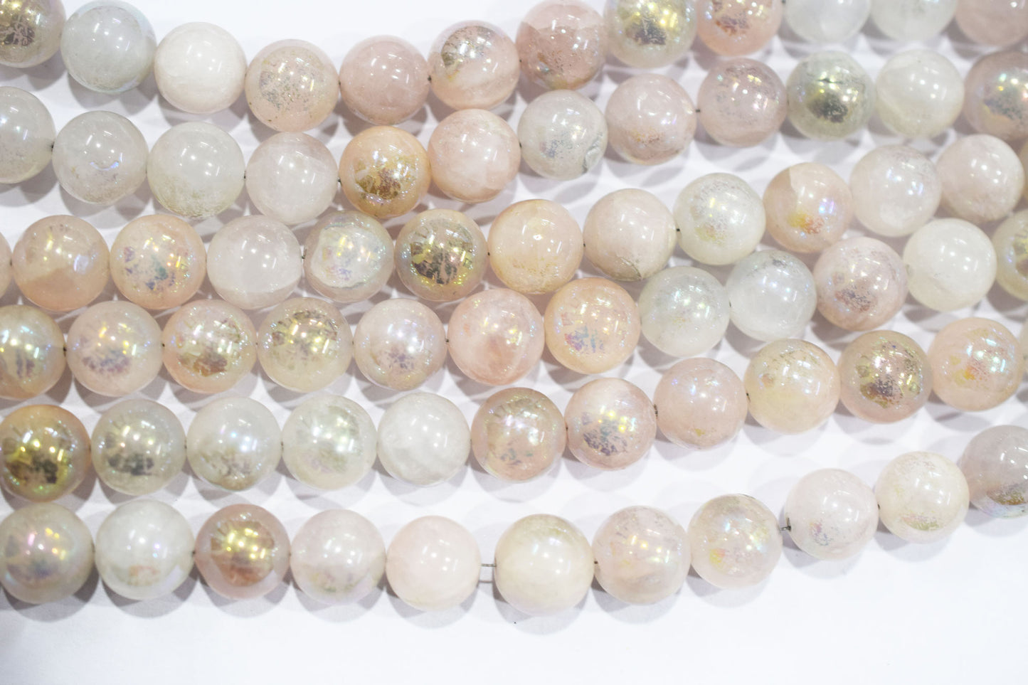 Mystic Metallic Coated Rose Quartz smooth Beads , Sold By Strand , 10 - 11  mm , 7" , 20370