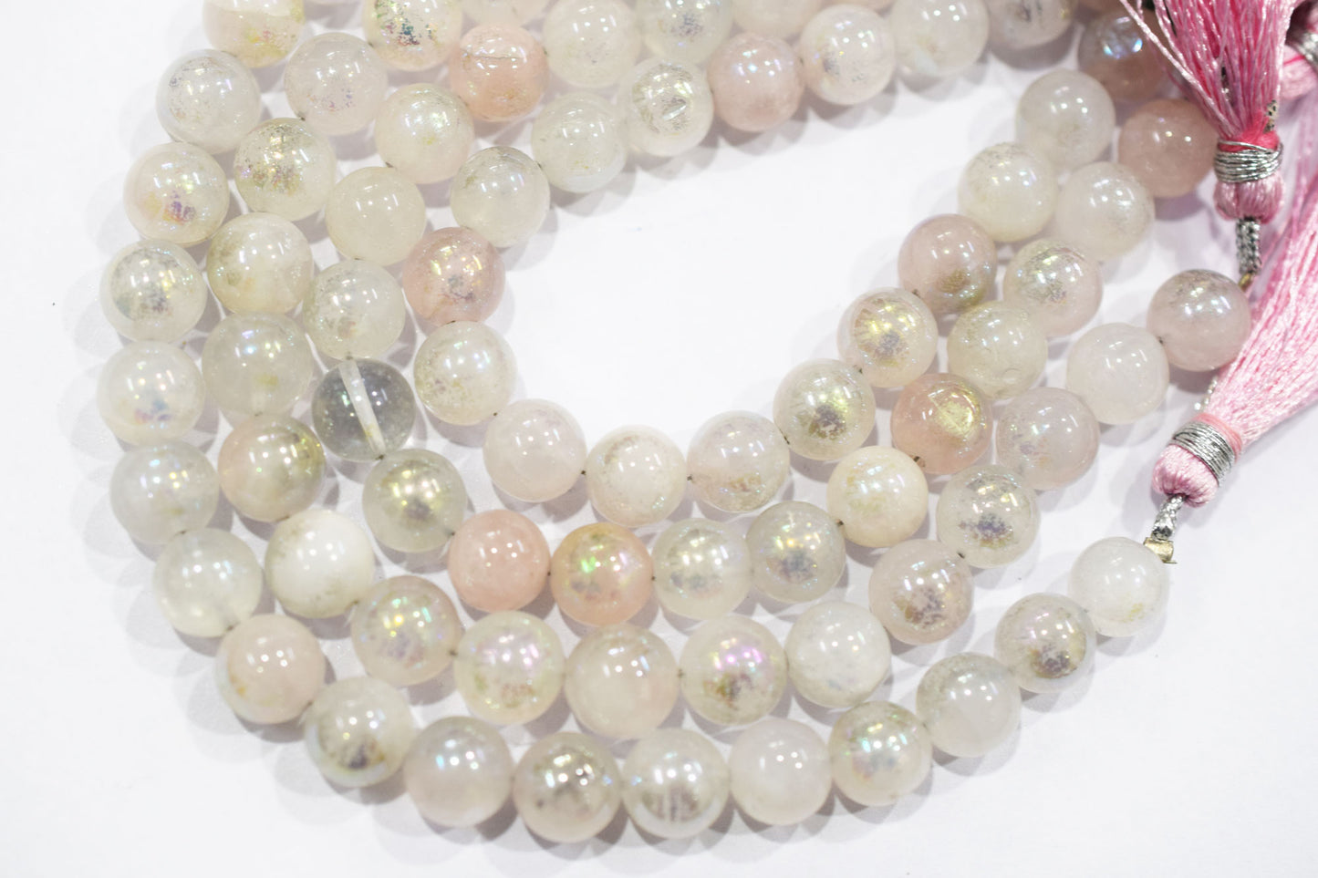 Mystic Metallic Coated Rose Quartz smooth Beads , Sold By Strand 372, 8.75 - 9 mm , 7" , 20372