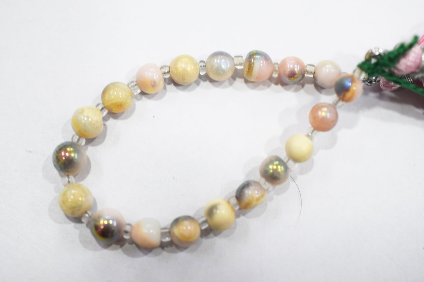 Mystic Metallic Coated Pink Peruvian Opal smooth Beads , Sold By Strand , 5 - 6 mm , 5" , 20373