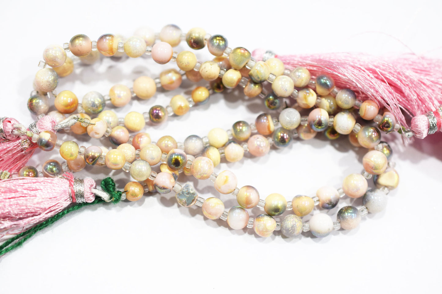 Mystic Metallic Coated Pink Peruvian Opal smooth Beads , Sold By Strand ,  5 - 6 mm , 7" , 20375