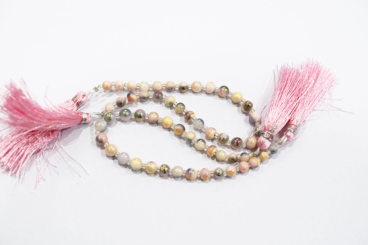 Mystic Metallic Coated Pink Peruvian Opal smooth Beads , Sold By Strand , 5 - 6 mm , 7" , 20375