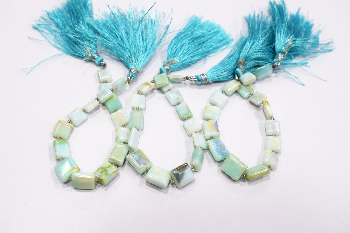 Mystic Metallic Coated Peruvian Blue Opal smooth Beads , Sold By Strand , 6x7 - 11x15 mm , 7" , 20376