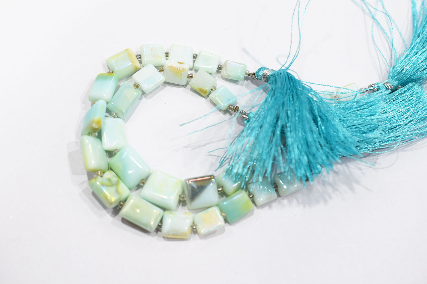 Mystic Metallic Coated Peruvian Blue Opal smooth Beads , Sold By Strand , 6x7 - 11x15 mm , 7" , 20376