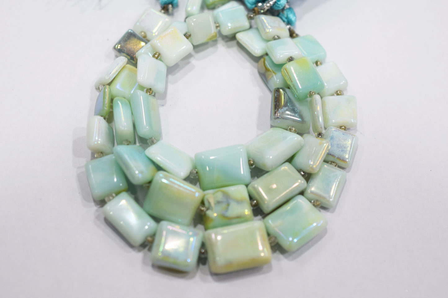 Mystic Metallic Coated Peruvian Blue Opal smooth Beads , Sold By Strand , 6x7 - 11x15 mm , 7" , 20376
