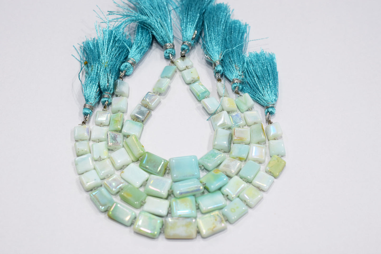Mystic Metallic Coated Peruvian Blue Opal smooth Beads , Sold By Strand , 7x8 - 12x15 mm , 7" , 20378