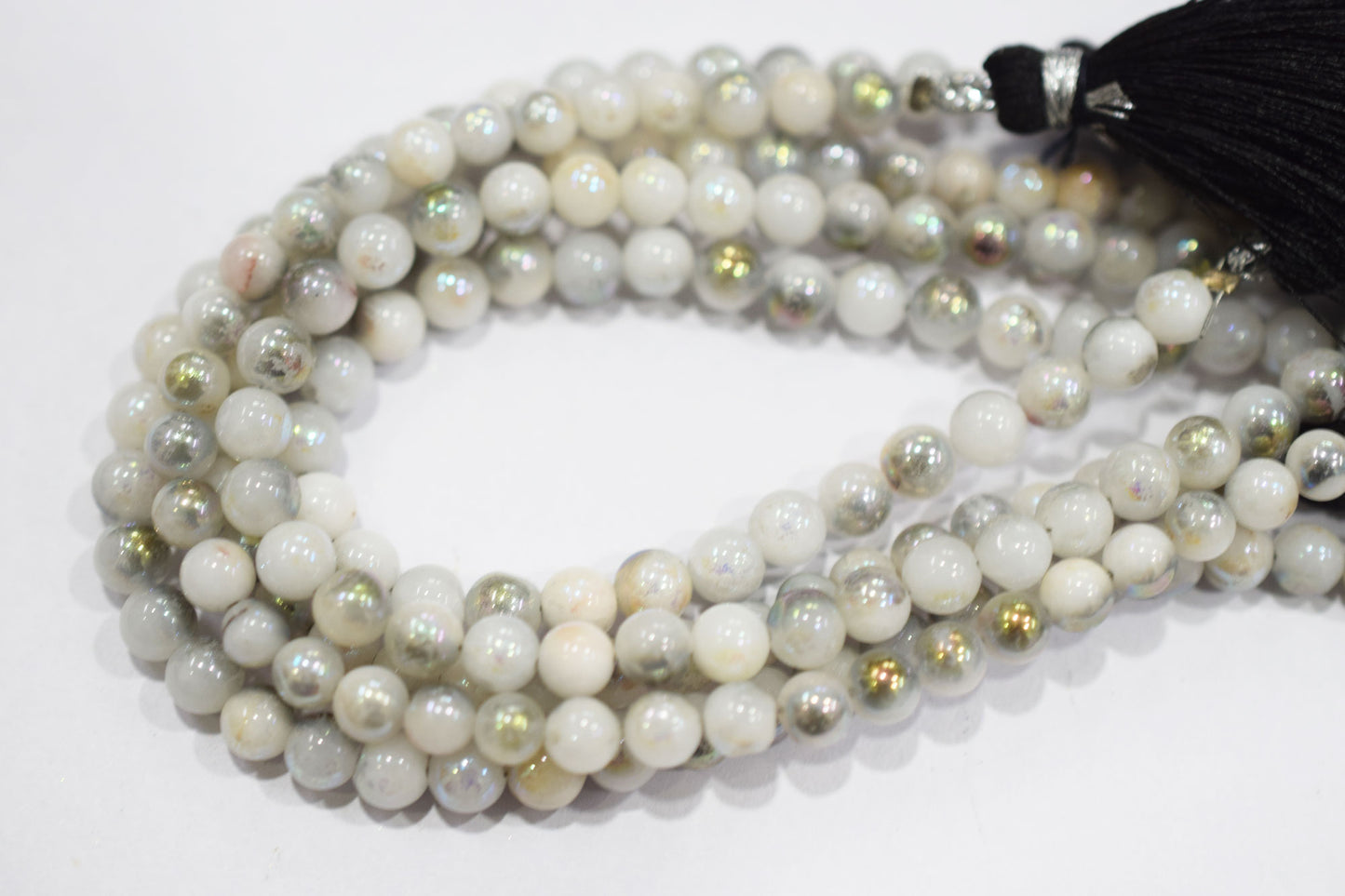 Mystic Metallic Coated White Agate smooth Beads , Sold By Strand , 5 mm , 7" , 20380