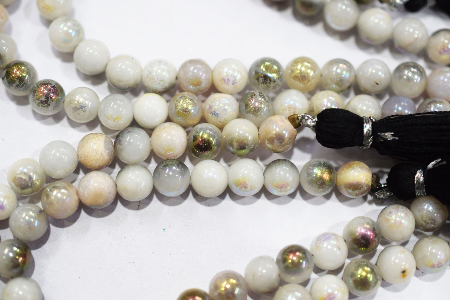 Mystic Metallic Coated White Agate smooth Beads , Sold By Strand , 6 - 6.50 mm , 7" , 20381