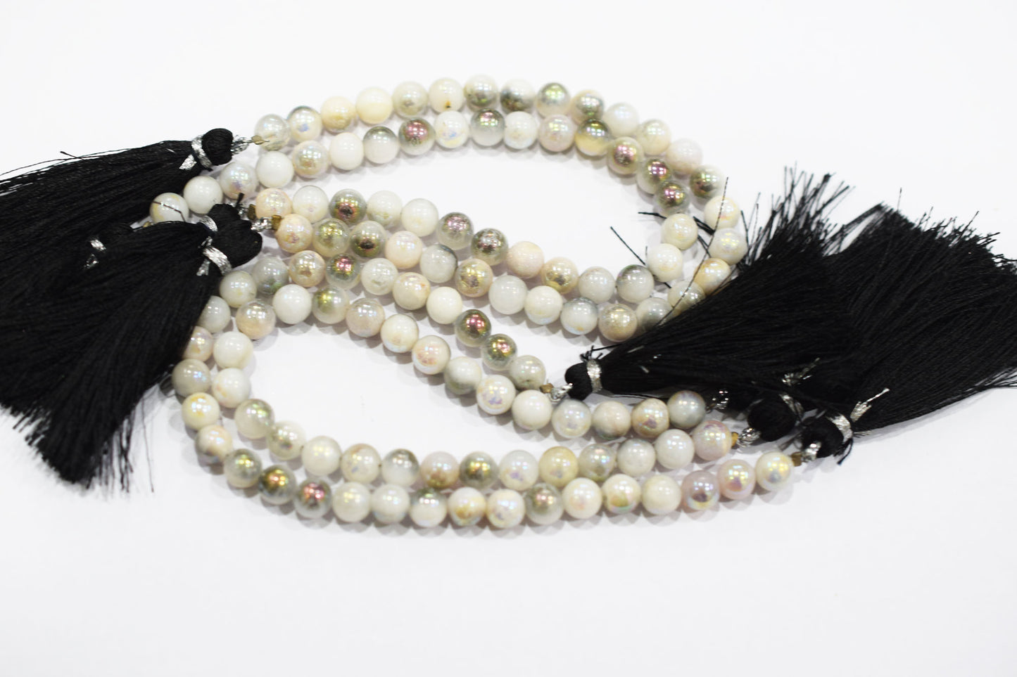 Mystic Metallic Coated White Agate smooth Beads , Sold By Strand , 6 - 6.50 mm , 7" , 20381