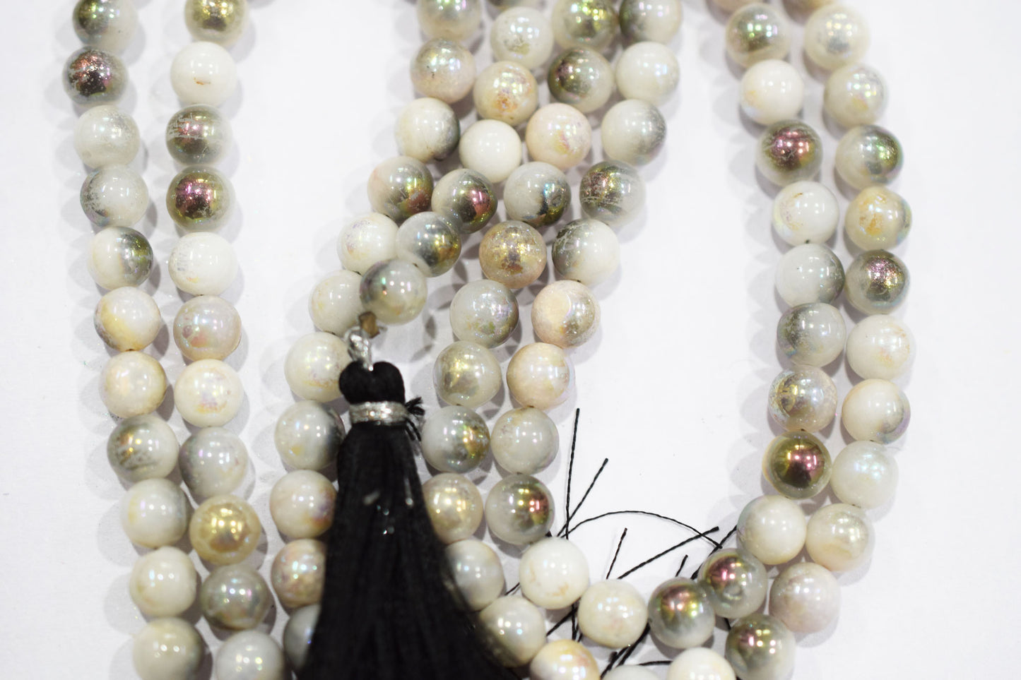 Mystic Metallic Coated White Agate smooth Beads , Sold By Strand , 6 - 6.50 mm , 7" , 20381