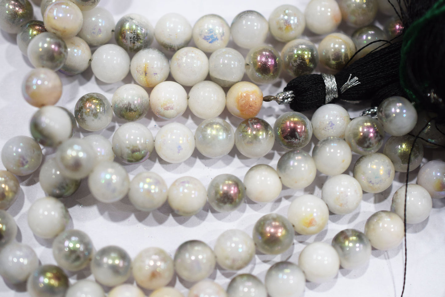 Mystic Metallic Coated White Agate smooth Beads , Sold By Strand , 7 - 7.50 mm , 7" , 20384