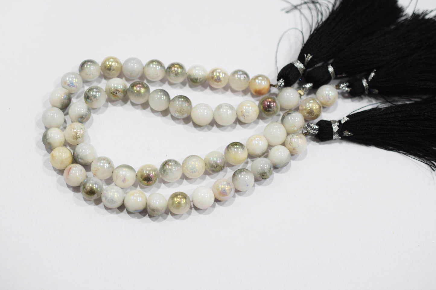 Mystic Metallic Coated White Agate smooth Beads , Sold By Strand , 7 - 7.50 mm , 7" , 20384