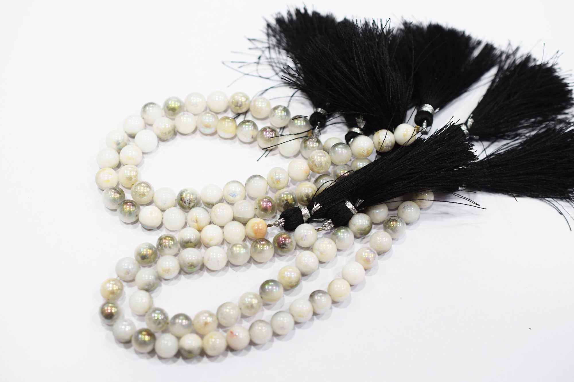 Mystic Metallic Coated White Agate smooth Beads , Sold By Strand , 7 - 7.50 mm , 7" , 20384