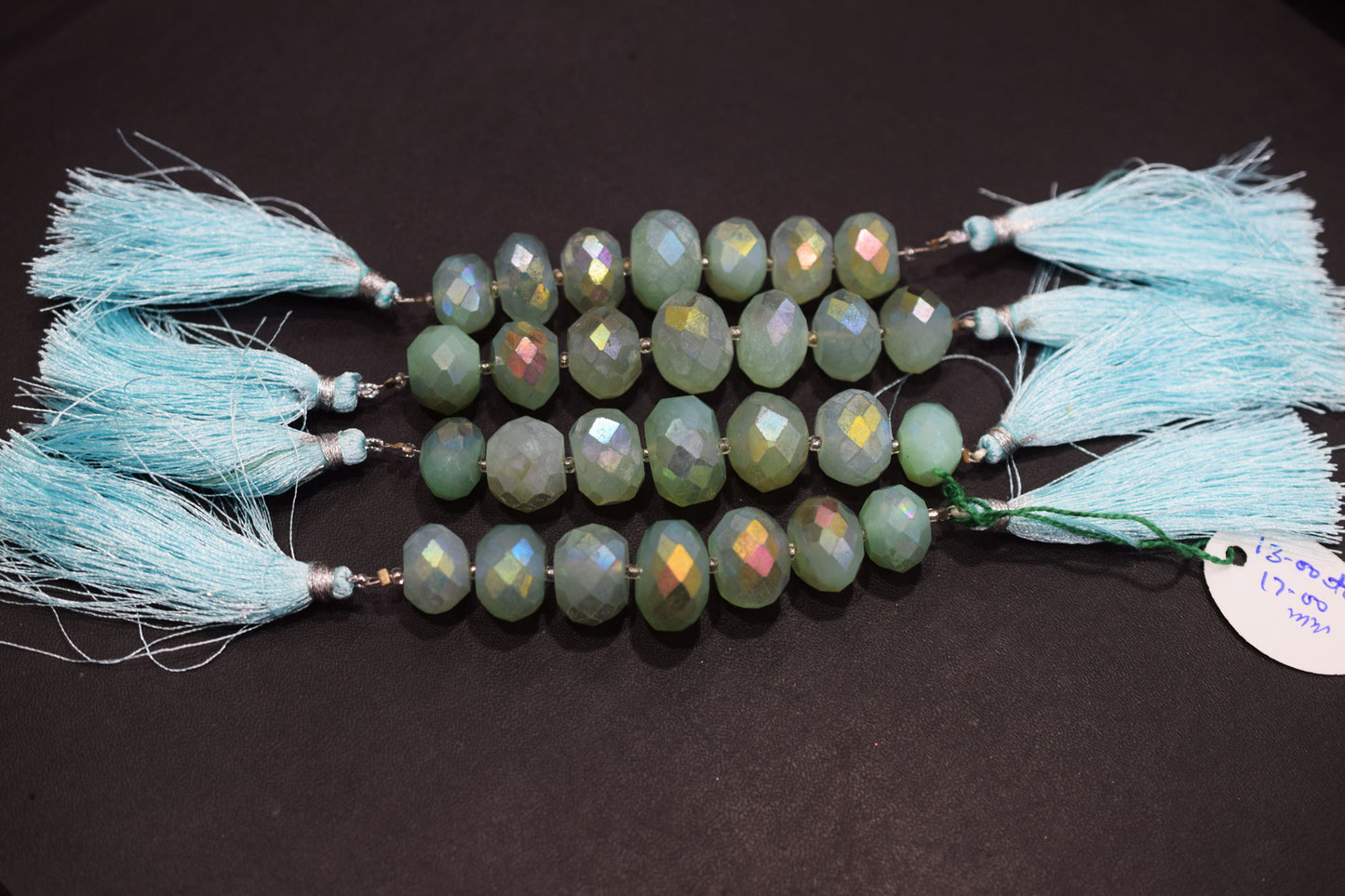 7 Pcs In The Strand , Metallic Coated Aqua Chalcedony Faceted Beads , 13 - 17 mm , 20388
