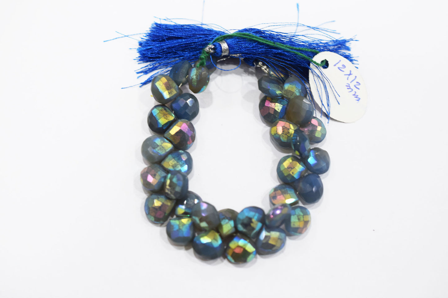 Metallic Coated Blue Chalcedony Heart Shape Beads , Sold By Strand , 11.50 - 12 mm , 7" , 20390