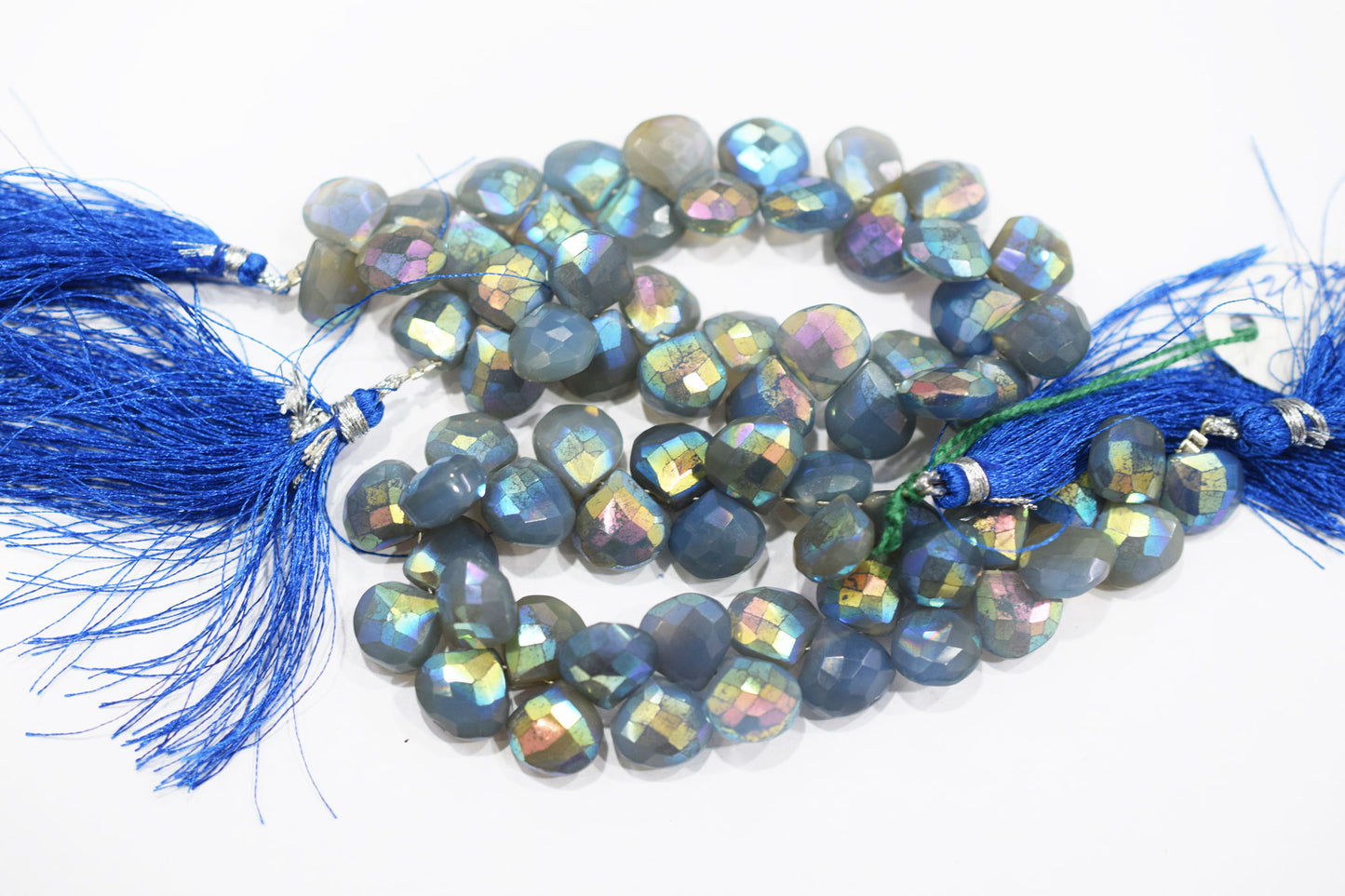 Metallic Coated Blue Chalcedony Heart Shape Beads , Sold By Strand , 11.50 - 12 mm , 7" , 20390