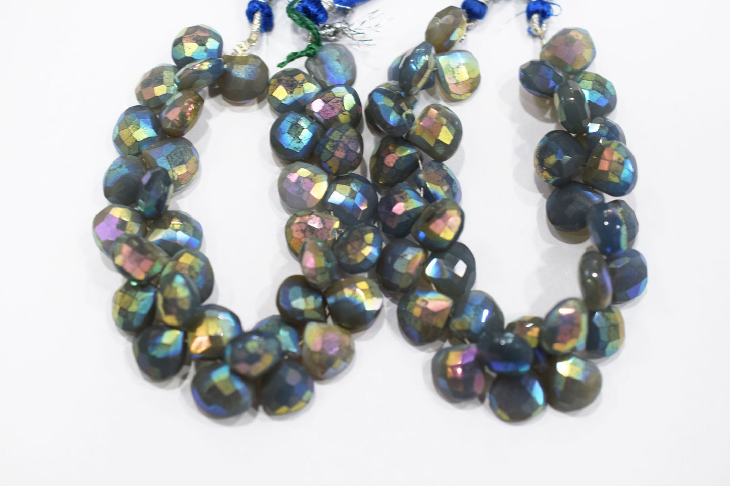 Metallic Coated Blue Chalcedony Heart Shape Beads , Sold By Strand , 12 - 12.50 mm , 7" , 20391
