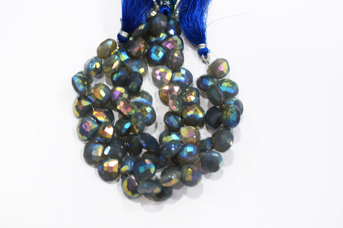 Metallic Coated Blue Chalcedony Heart Shape Beads , Sold By Strand , 12 - 12.50 mm , 7" , 20391