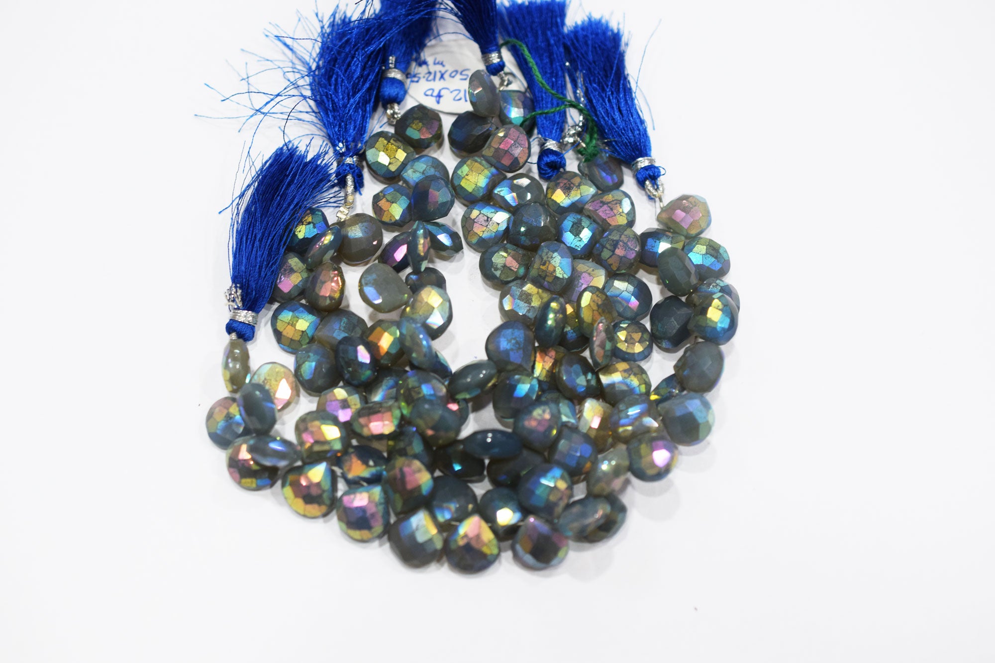 Metallic Coated Blue Chalcedony Heart Shape Beads , Sold By Strand , 12 - 12.50 mm , 7" , 20391