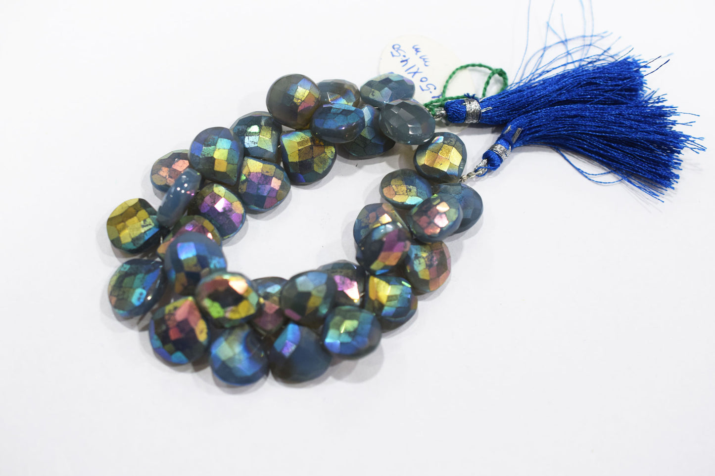 Metallic Coated Blue Chalcedony Heart Shape Beads , Sold By Strand , 13 - 14.50 mm , 7" , 20392
