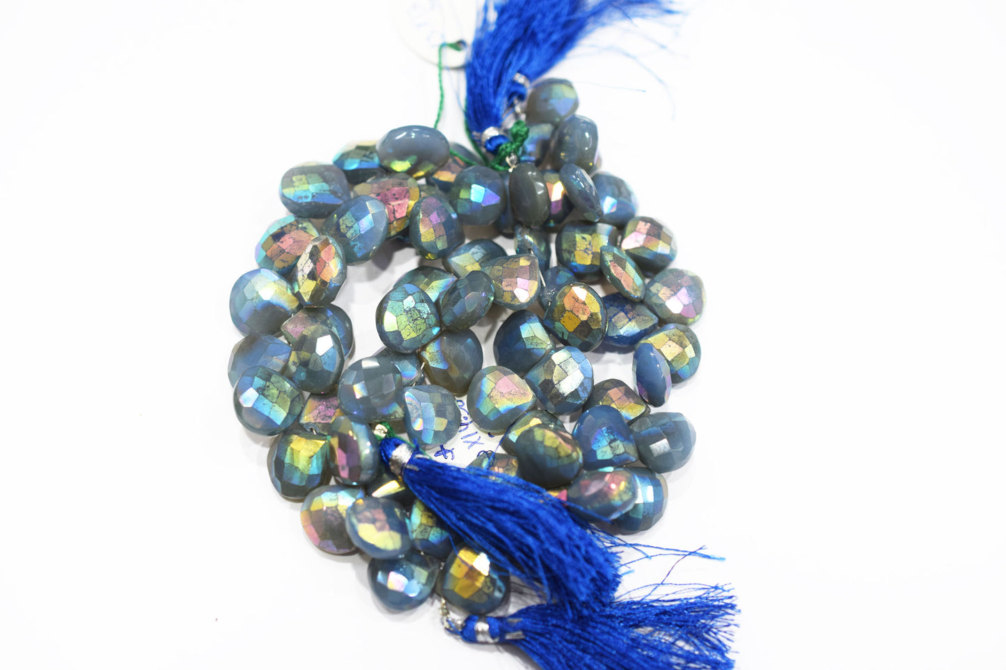 Metallic Coated Blue Chalcedony Heart Shape Beads , Sold By Strand , 13 - 14.50 mm , 7" , 20392