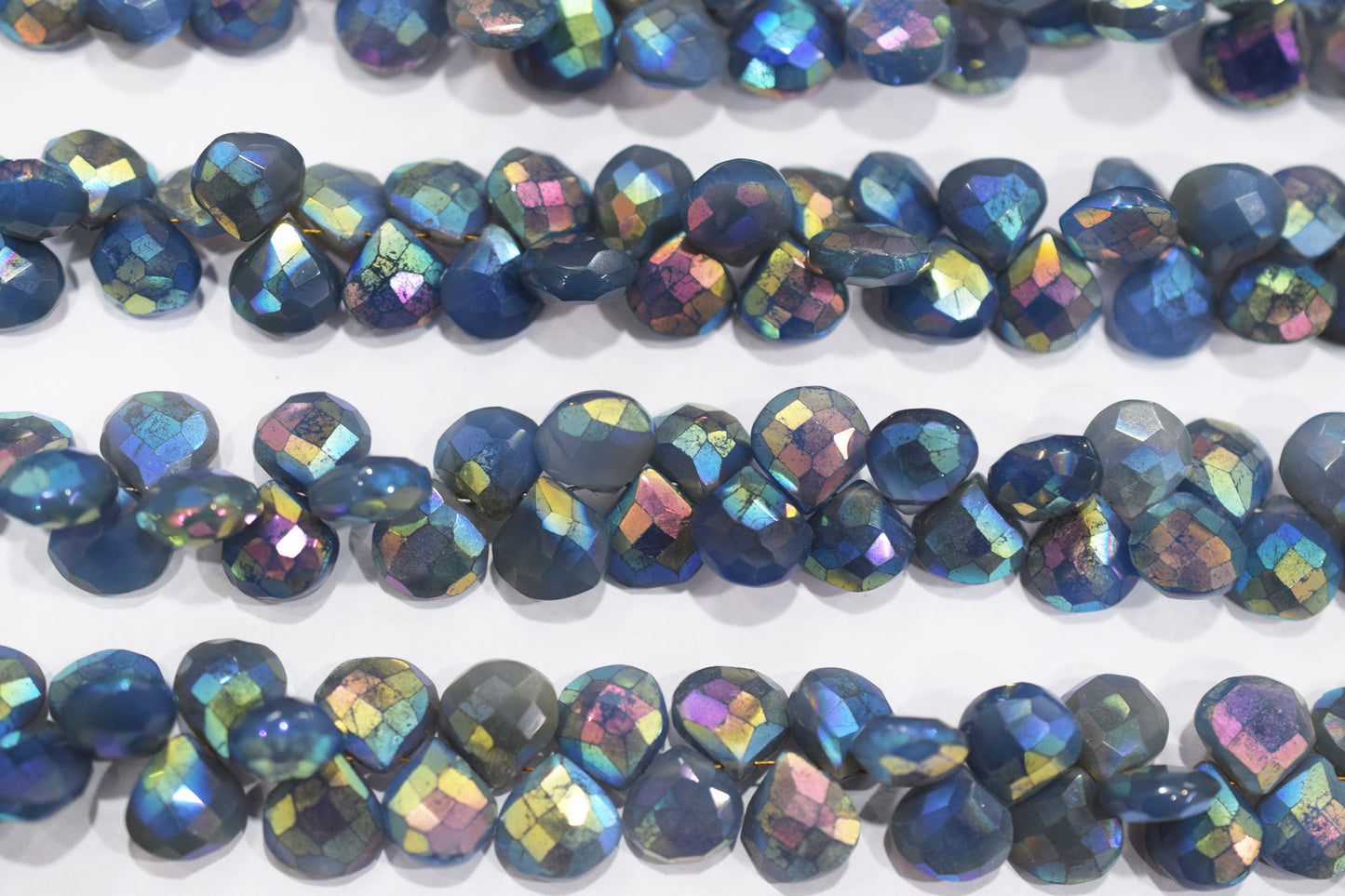 Metallic Coated Blue Chalcedony Heart Shape Beads , Sold By Strand , 10 - 11 mm , 7" , 20393