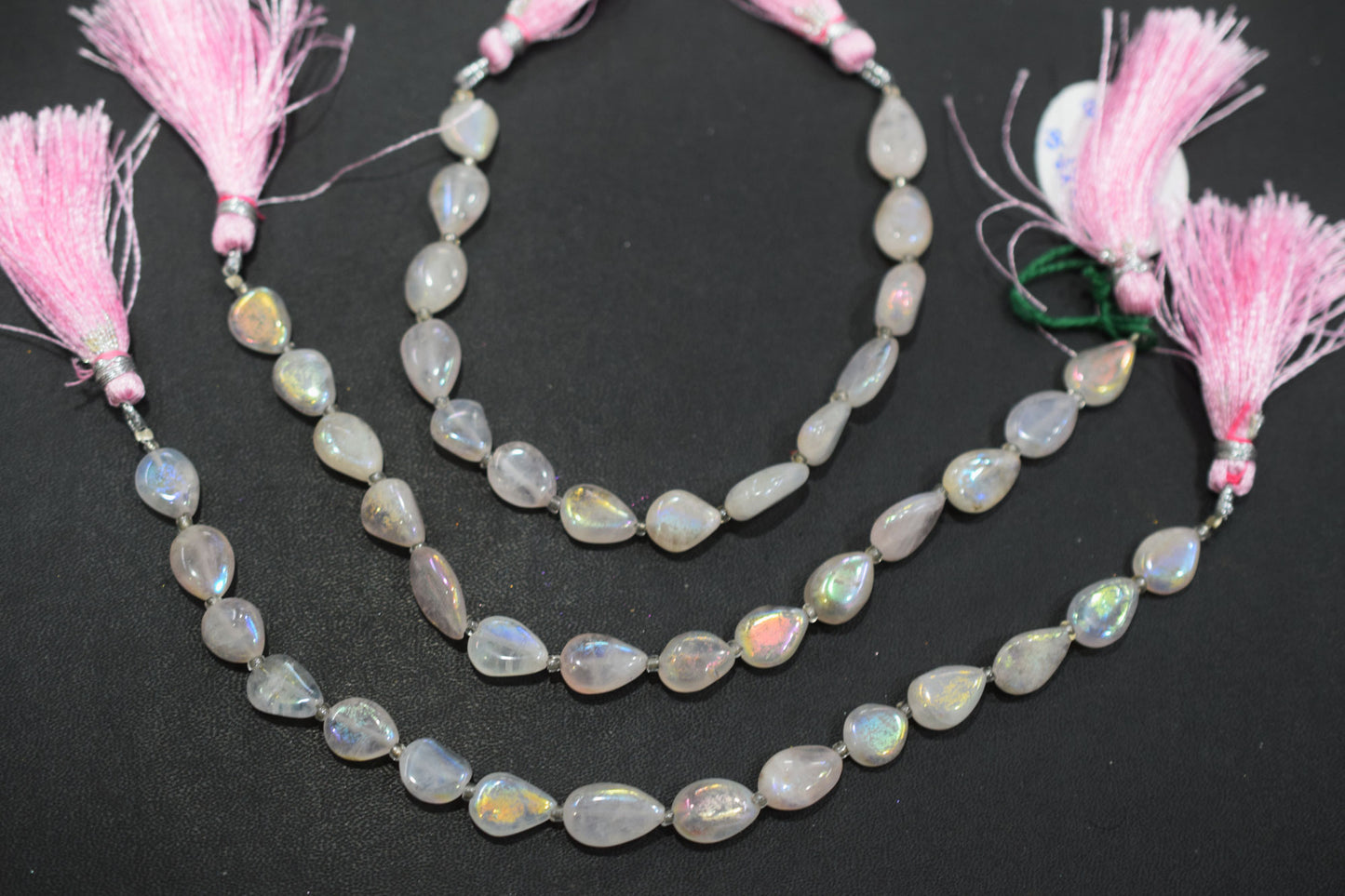 Rose Quartz Rustic Metallic Coated Pear Shape Beads , Sold By Strand , 8x10 - 8x13 mm , 7" , 20396