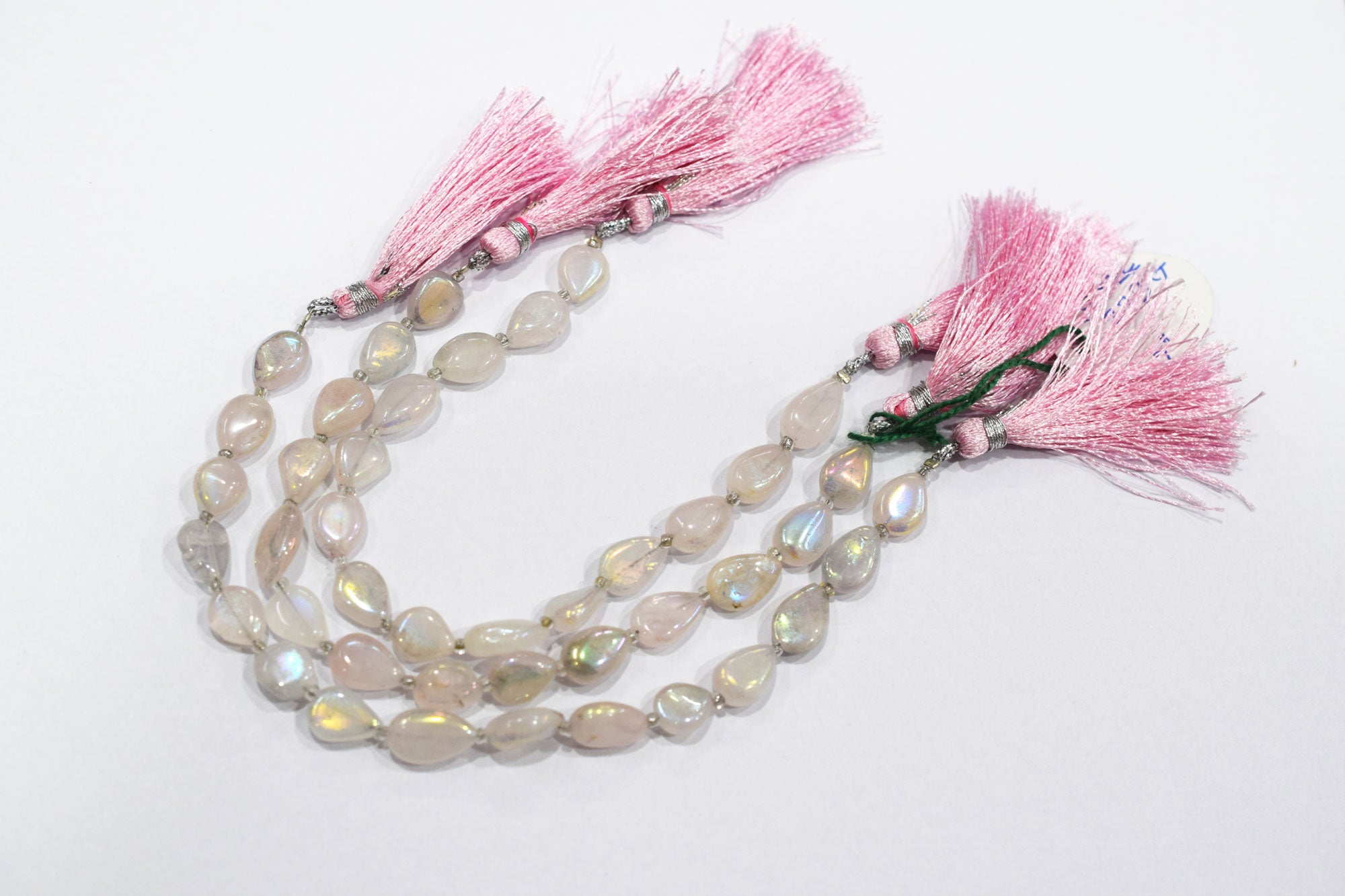Rose Quartz Rustic Metallic Coated Pear Shape Beads , Sold By Strand , 8x10 - 8x13 mm , 7" , 20396