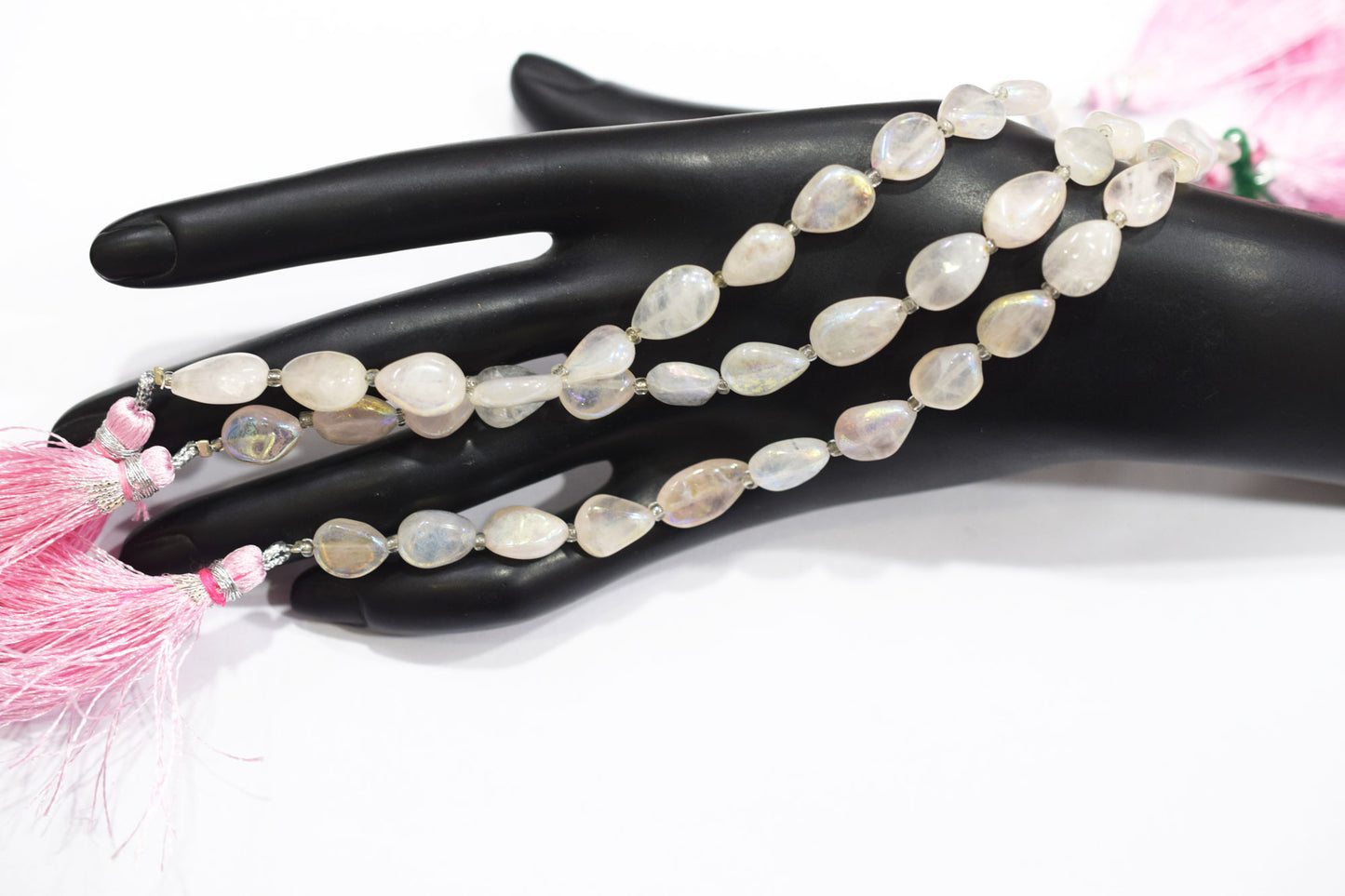 Rose Quartz Rustic Metallic Coated Pear Shape Beads , Sold By Strand , 8x10 - 8x13 mm , 7" , 20396