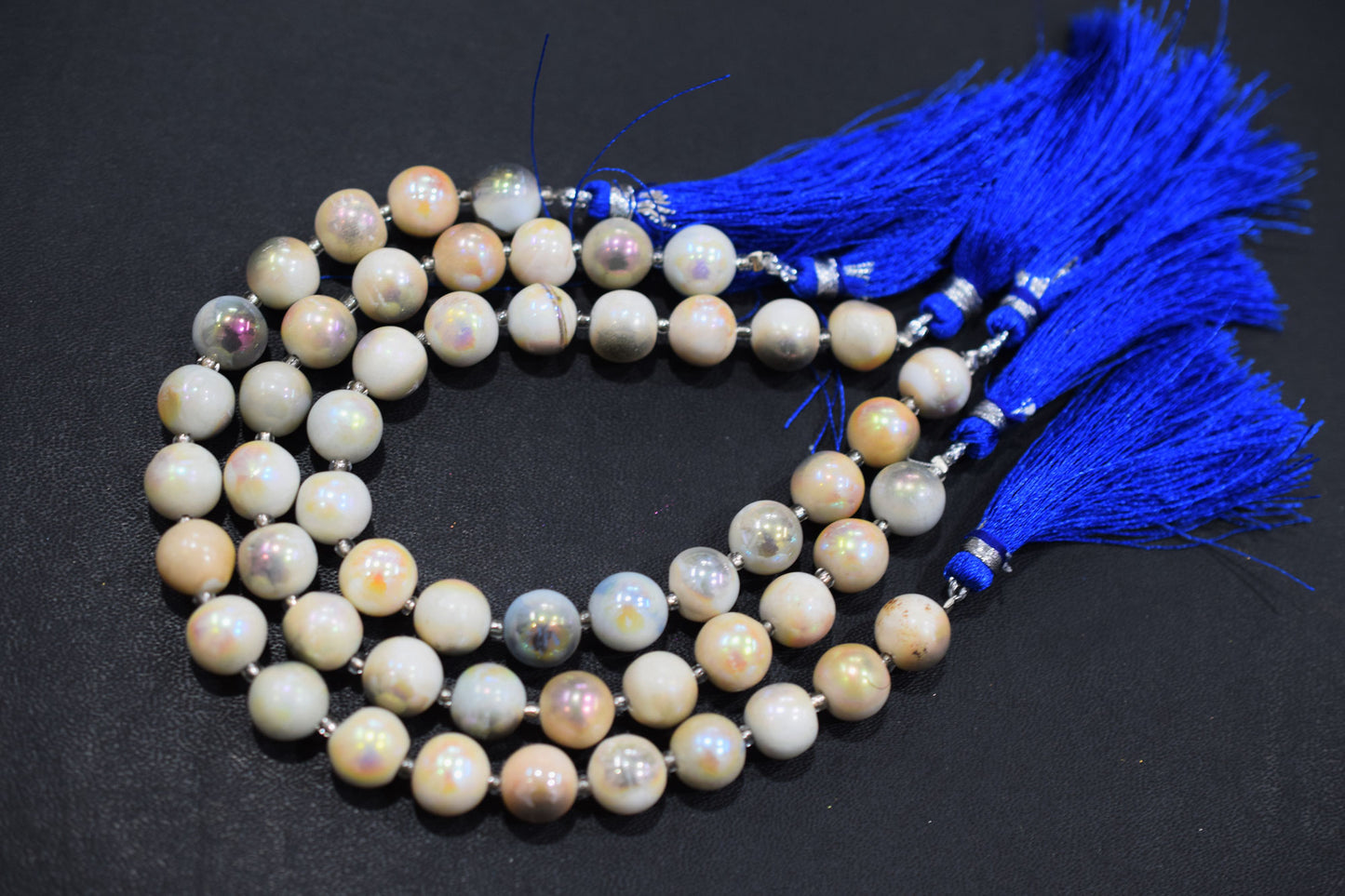 Denim Opal Rustic Style Titanium Coated Round Shape Beads , Sold By Strand , 9 mm , 7" , 20398