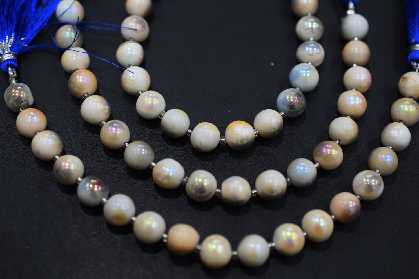 Denim Opal Rustic Style Titanium Coated Round Shape Beads , Sold By Strand , 9 mm , 7" , 20398