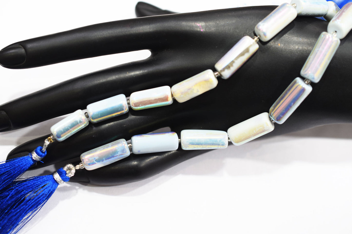 Denim Opal Rustic Style Titanium Coated Drums Shape Beads , Sold By Strand , 7.50x15 - 8x20 mm , 7" , 20399