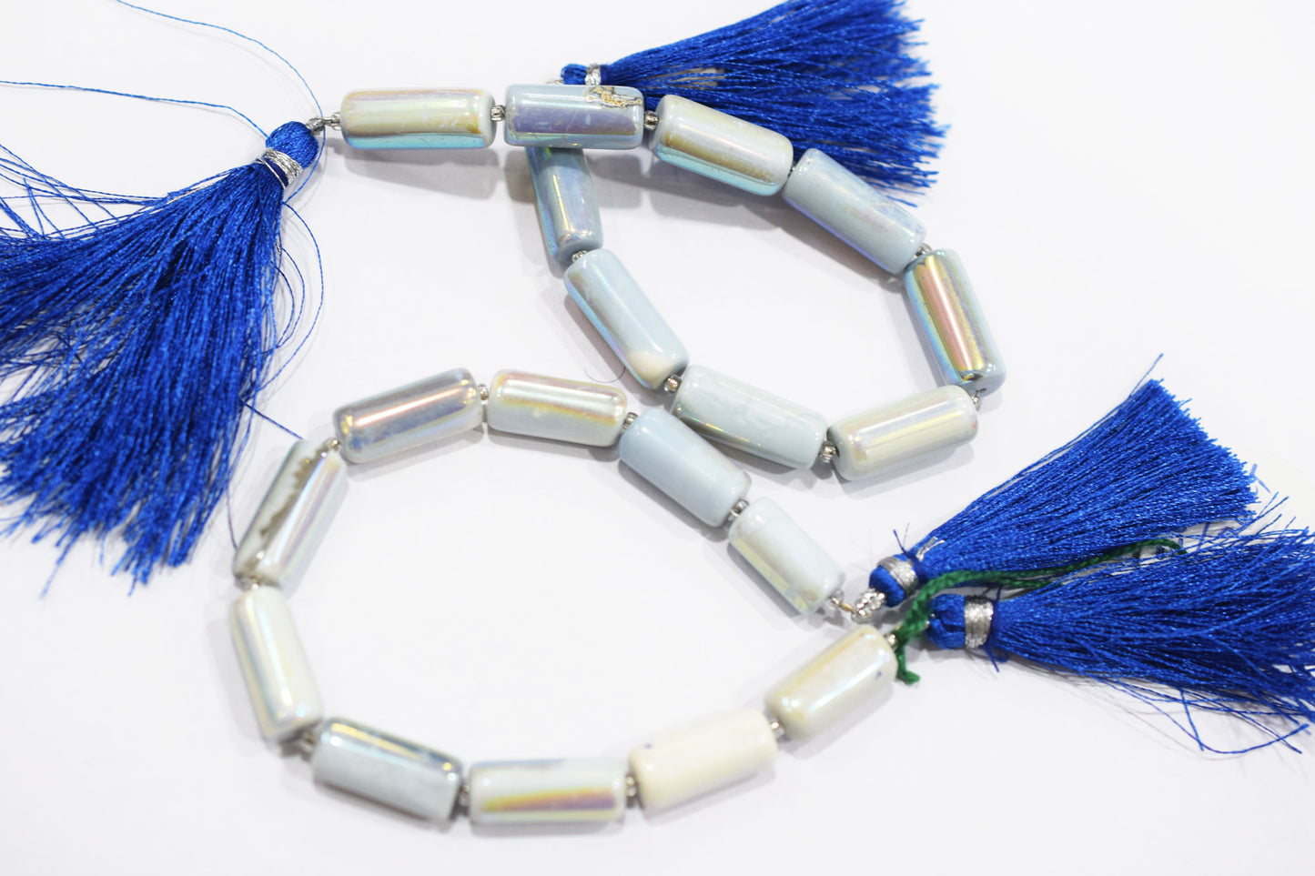 Denim Opal Rustic Style Titanium Coated Drums Shape Beads , Sold By Strand , 7.50x15 - 8x20 mm , 7" , 20399