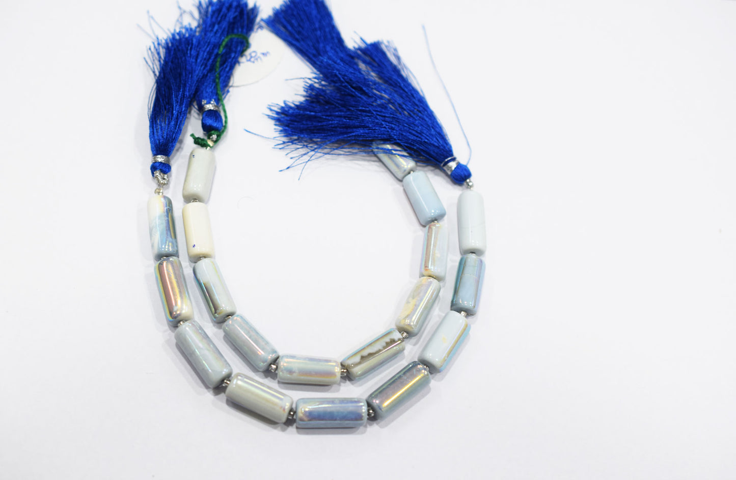 Denim Opal Rustic Style Titanium Coated Drums Shape Beads , Sold By Strand , 7.50x15 - 8x20 mm , 7" , 20399