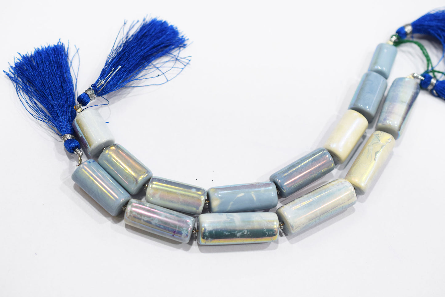 Denim Opal Rustic Style Titanium Coated Drums Shape Beads , Sold By Strand , 10x18 - 13x32 mm , 7" , 20401