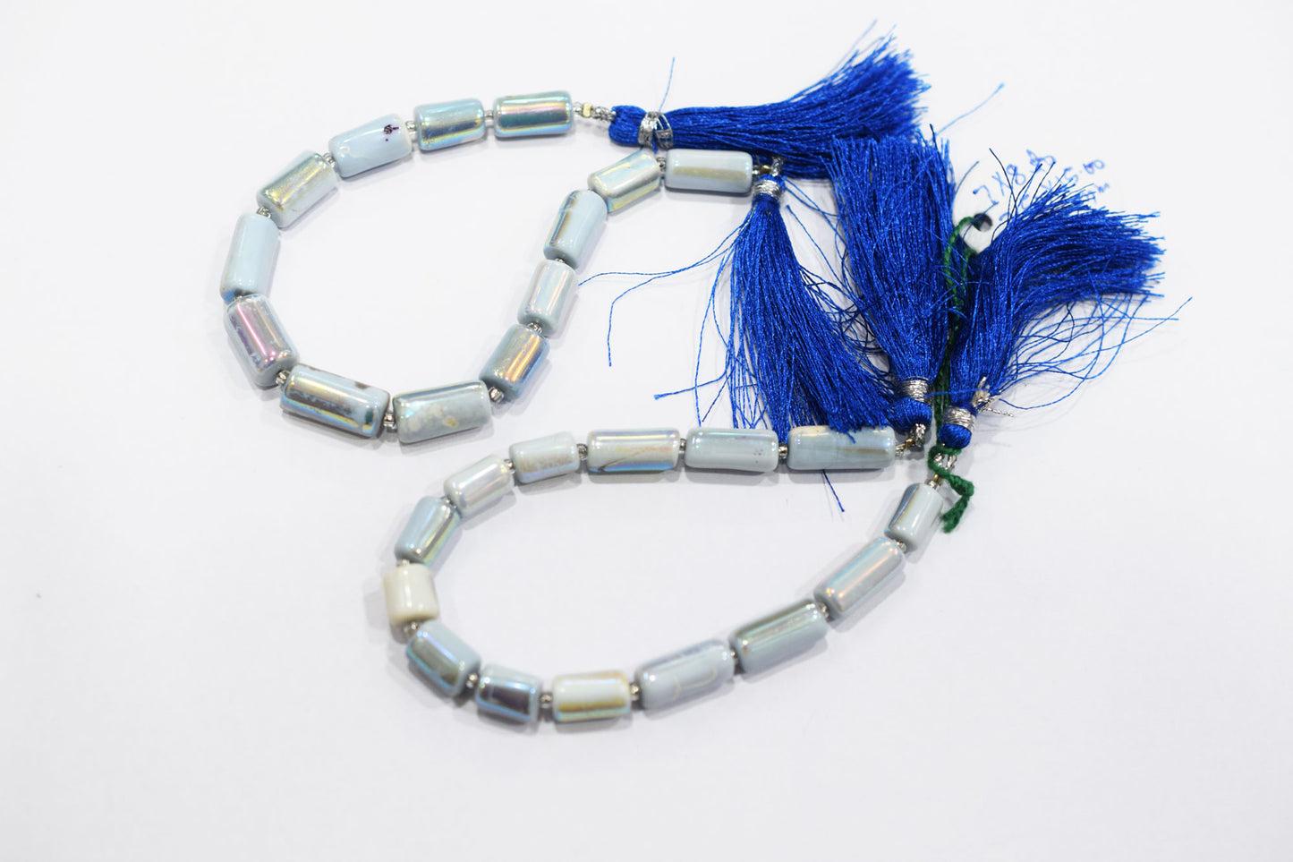 Denim Opal Rustic Style Titanium Coated Drums Shape Beads , Sold By Strand , 7x8 - 7.50x15 mm , 7" , 20402