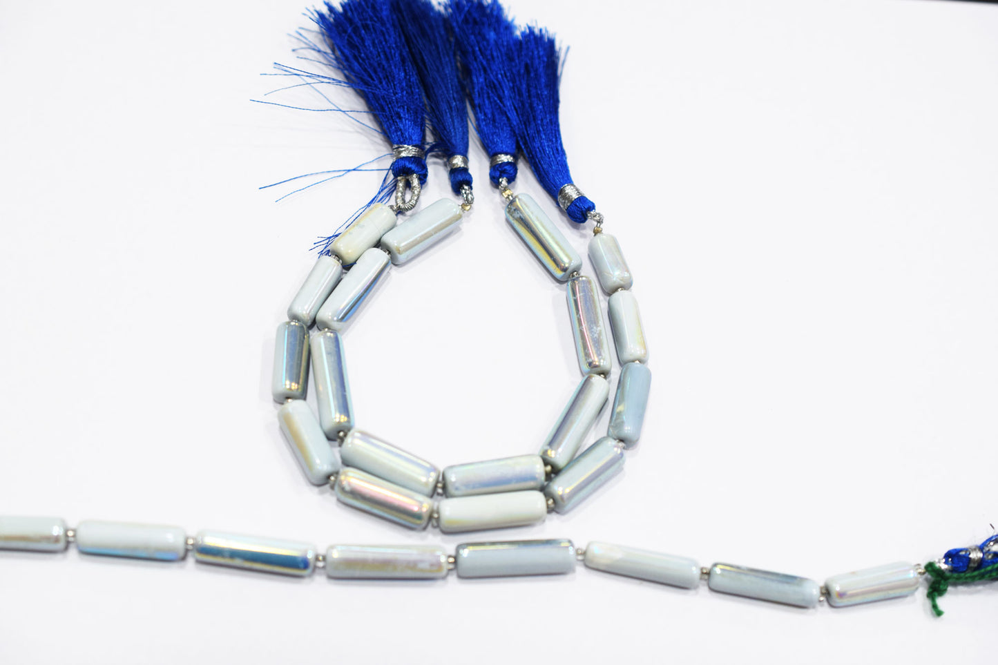 Denim Opal Rustic Style Titanium Coated Drums Shape Beads , Sold By Strand , 6.50x13 - 7x22 mm , 7" , 20403