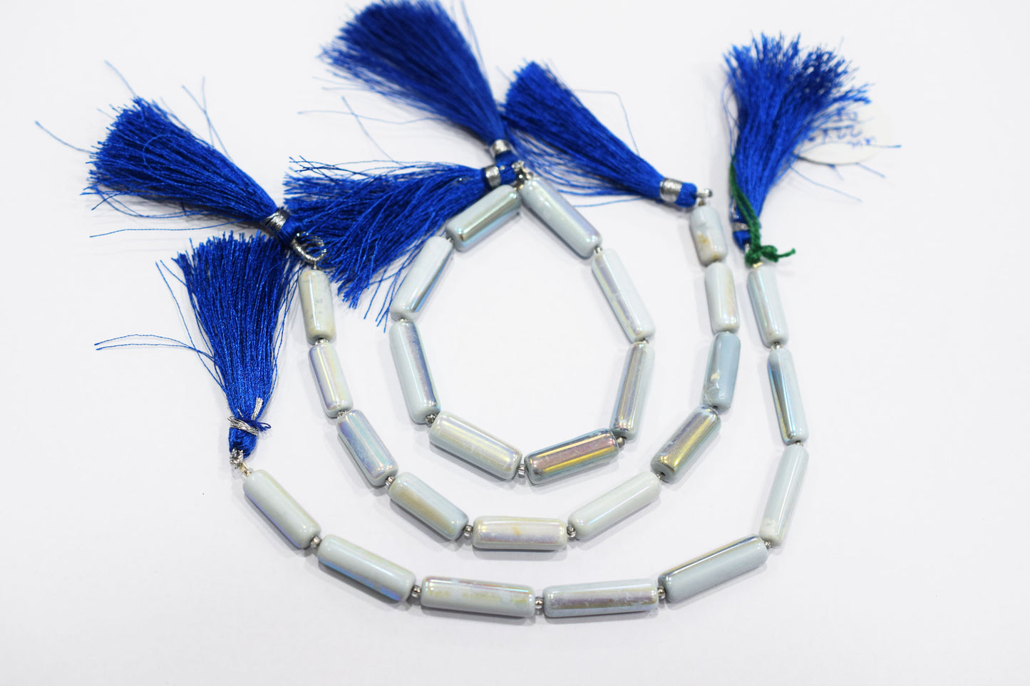 Denim Opal Rustic Style Titanium Coated Drums Shape Beads , Sold By Strand , 6.50x13 - 7x22 mm , 7" , 20403