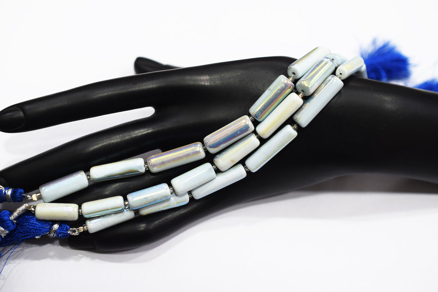 Denim Opal Rustic Style Titanium Coated Drums Shape Beads , Sold By Strand , 6.50x13 - 7x22 mm , 7" , 20403