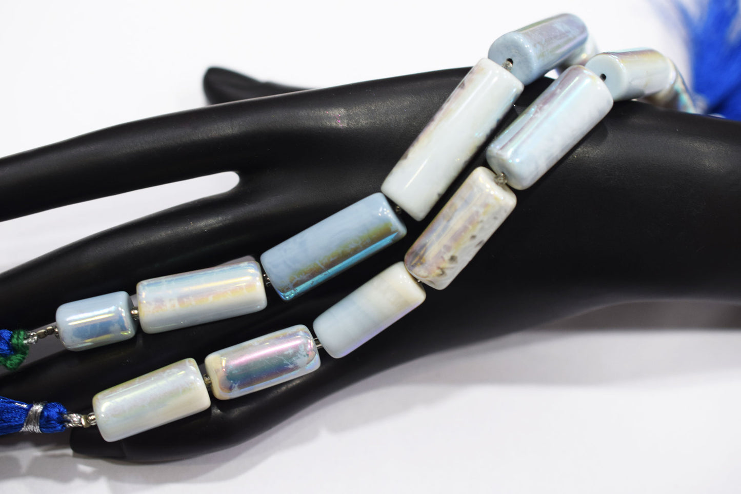 Denim Opal Rustic Style Titanium Coated Drums Shape Beads , Sold By Strand , 9x14 - 11x32 mm , 7" , 20404