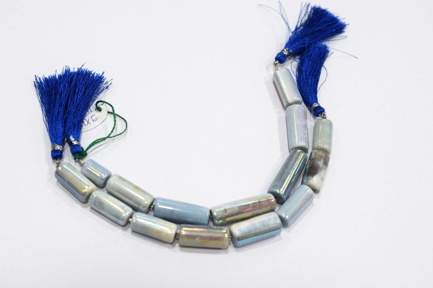 Denim Opal Rustic Style Titanium Coated Drums Shape Beads , Sold By Strand , 9x14 - 11x32 mm , 7" , 20404