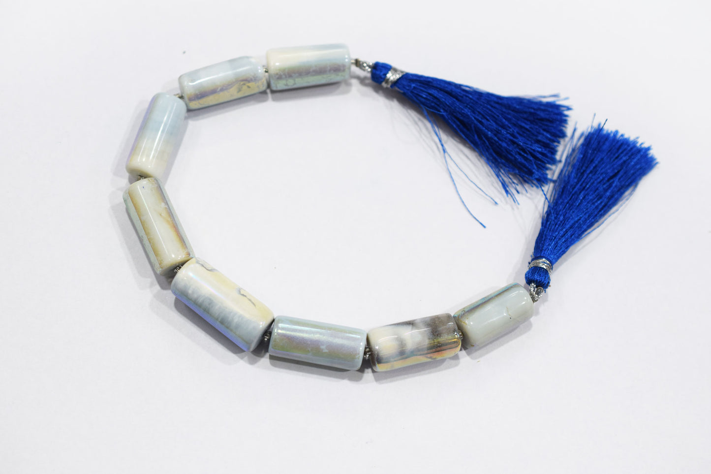 Denim Opal Rustic Style Titanium Coated Drums Shape Beads , Sold By Strand , 9x14 - 11x32 mm , 7" , 20404
