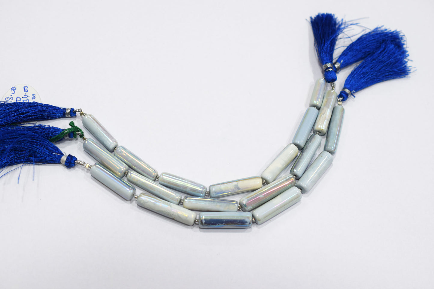 Denim Opal Rustic Style Titanium Coated Drums Shape Beads , Sold By Strand , 6.50x18 - 7.50x34 mm , 7" , 20405