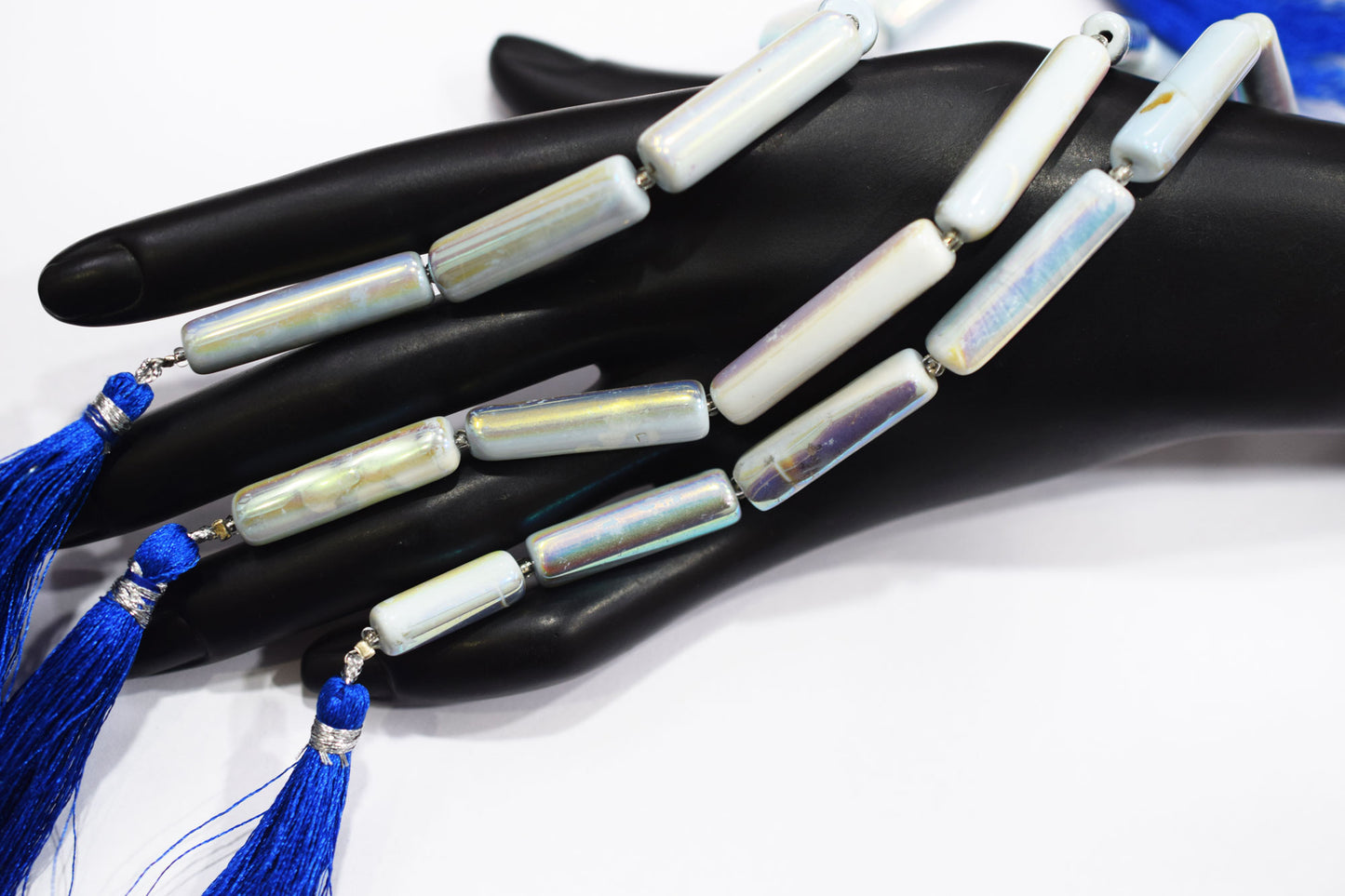 Denim Opal Rustic Style Titanium Coated Drums Shape Beads , Sold By Strand , 6.50x18 - 7.50x34 mm , 7" , 20405