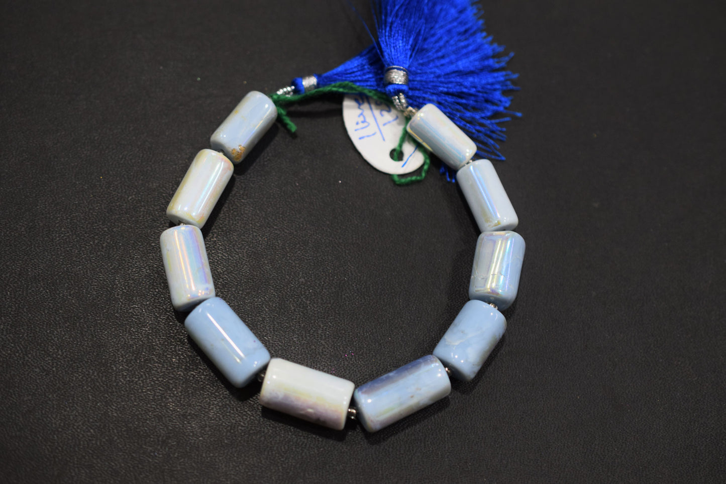 Denim Opal Rustic Style Titanium Coated Drums Shape Beads , Sold By Strand , 8x16 - 10x20 mm , 7" , 20407