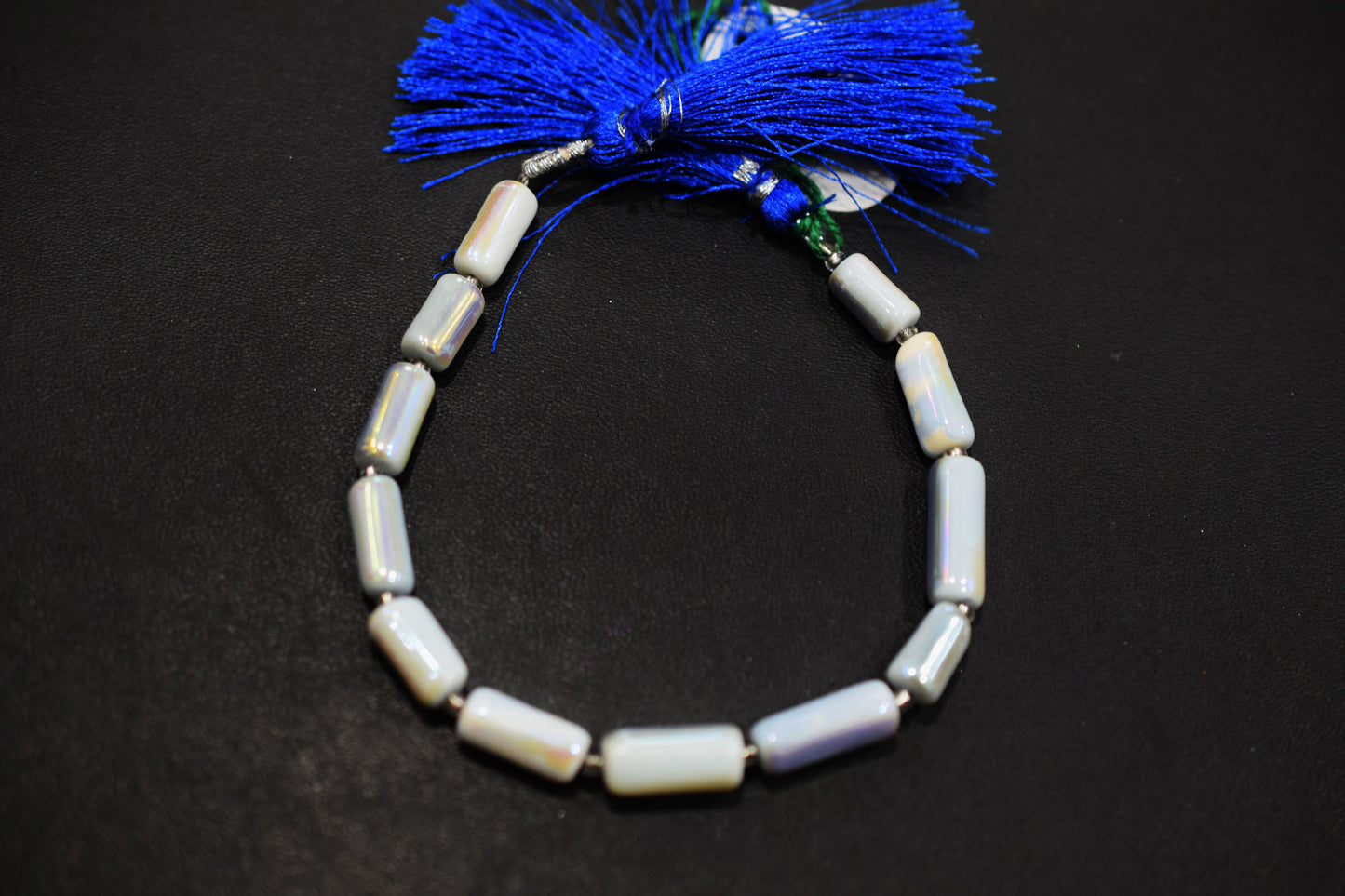 Denim Opal Rustic Style Titanium Coated Drums Shape Beads , Sold By Strand , 6x11 - 7x14 mm , 7" , 20408