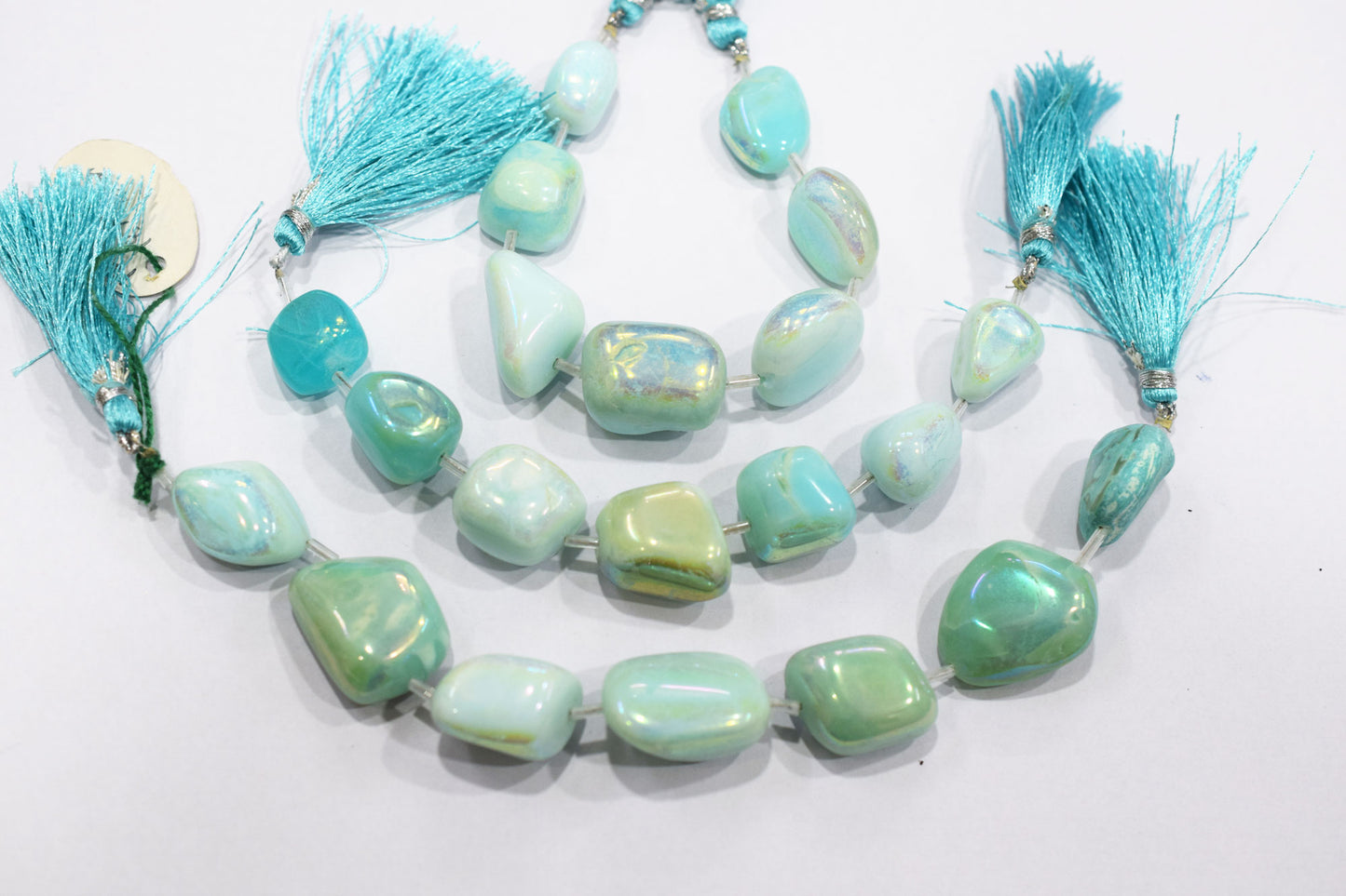 7 Pieces Blue Opal Rustic Style Titanium Coated Nuggets Shape Beads , Sold By Strand , 12x15 - 18x25 mm , 20409