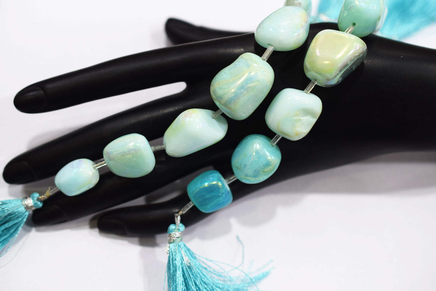 7 Pieces Blue Opal Rustic Style Titanium Coated Nuggets Shape Beads , Sold By Strand , 12x15 - 18x25 mm , 20409
